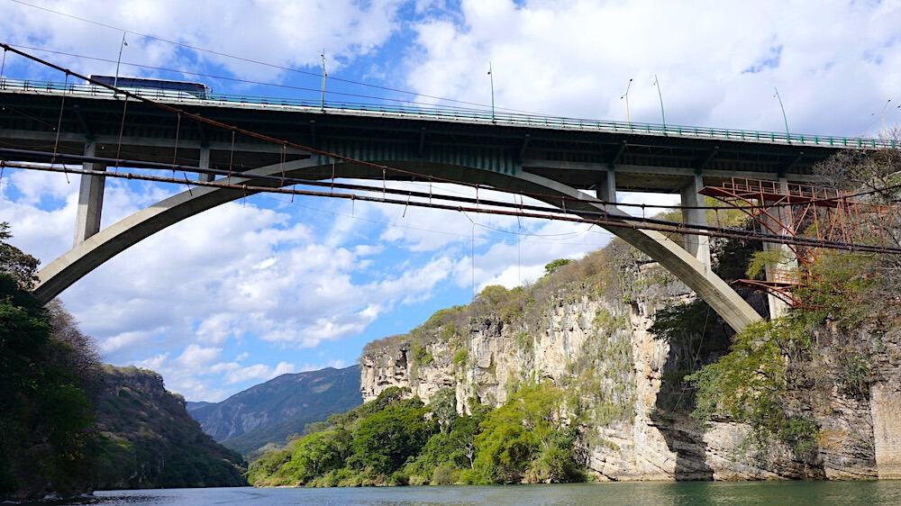 Bridge entering the Parque National del Canon Sumidero in Chiapas, Mexico