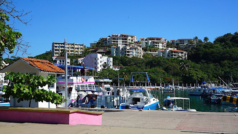 Large hotels and marina near Huatulco, Mexico