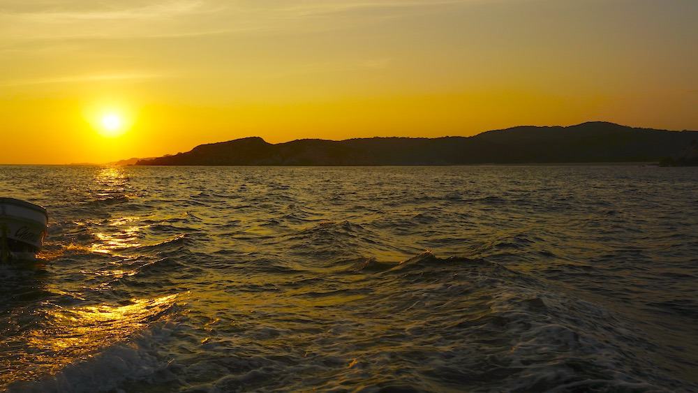Sunset boat tour is one of the main attractions in Huatulco Mexico