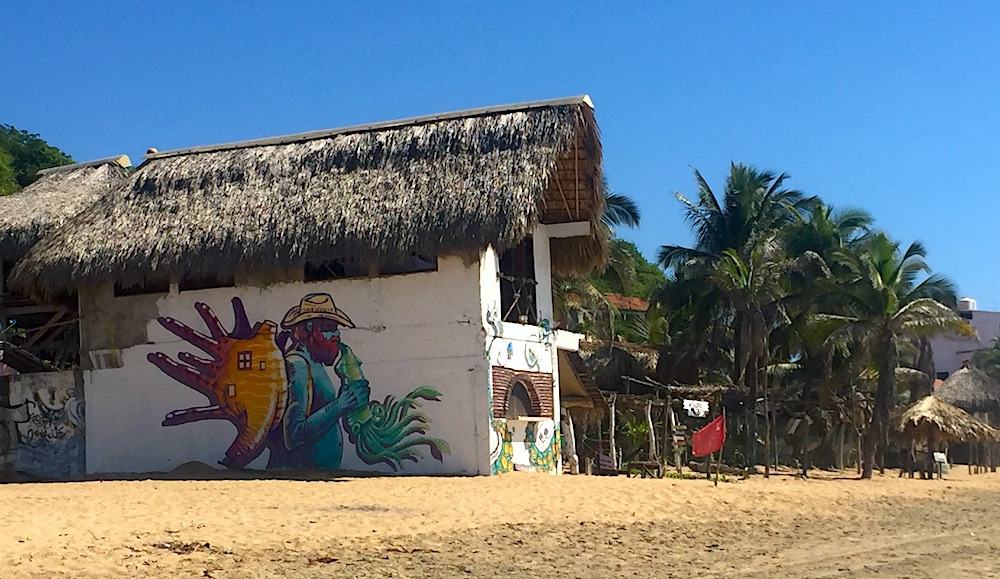 Artwork on Playa Zipolite in Oaxaca, Mexico