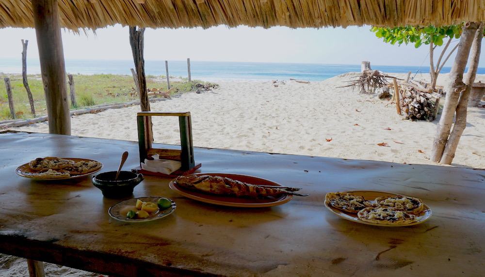 Lunch on the beach at Puerto Suelo