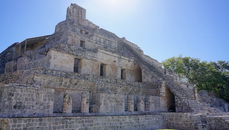 The main temple at the Edzna ruin site in Campeche Mexico