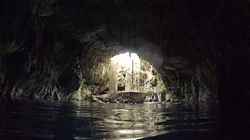 Looking back at the entrance of Chelentun, the biggest of the three cenotes Cuzama