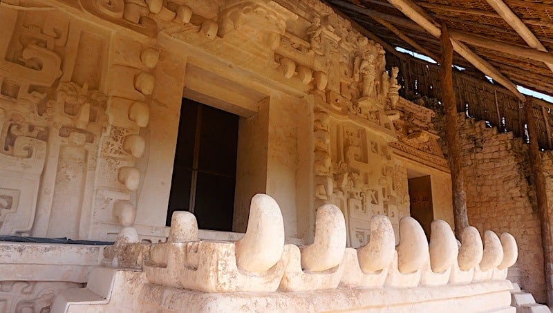 Jaguar teeth near the top of Ek Balam's acropolis