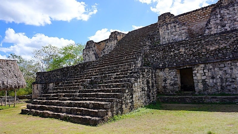 A small staircase at one of the pyramids near the central plaze at Ek Balam