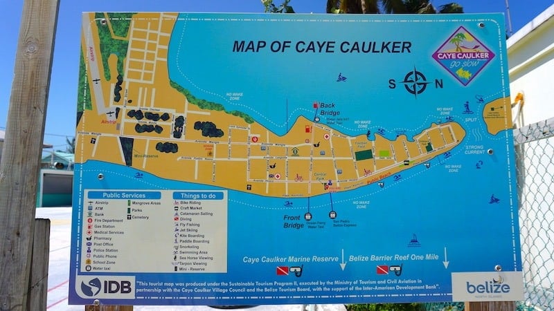 A map of Caye Caulker Belize