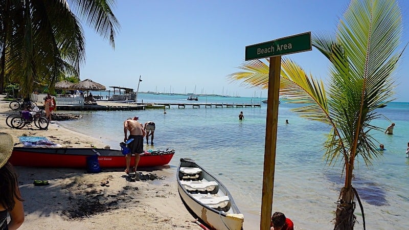 The public beach near The Split in Caye Caulker Belize