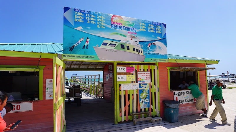 A ferry terminal on Caye Caulker Belize for Belize Express Water Taxi