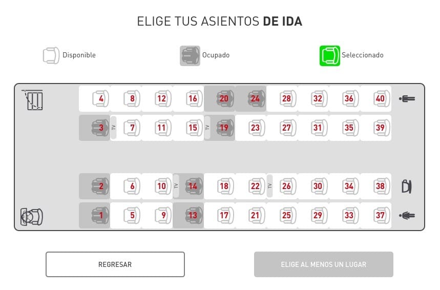 ADO Mexico bus seat selection