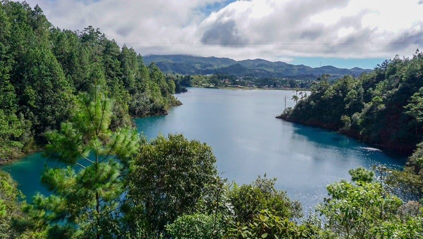 Overlook at Lago Tziscao in Lagunas de Montebello, Chiapas, Mexico