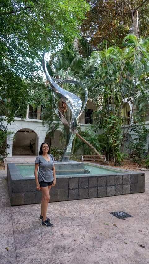 Kristina in the central garden at the COntemporary Art Museum in Merida, Yucatan