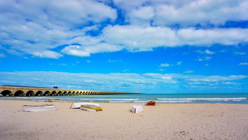 The sand near the pier in Progreso by Merida, Mexico