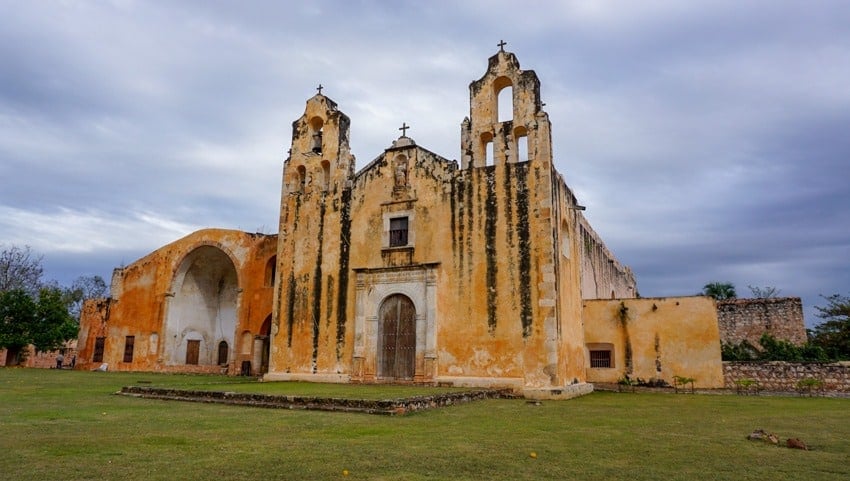 The church and convent in Mani near Merida in Mexico