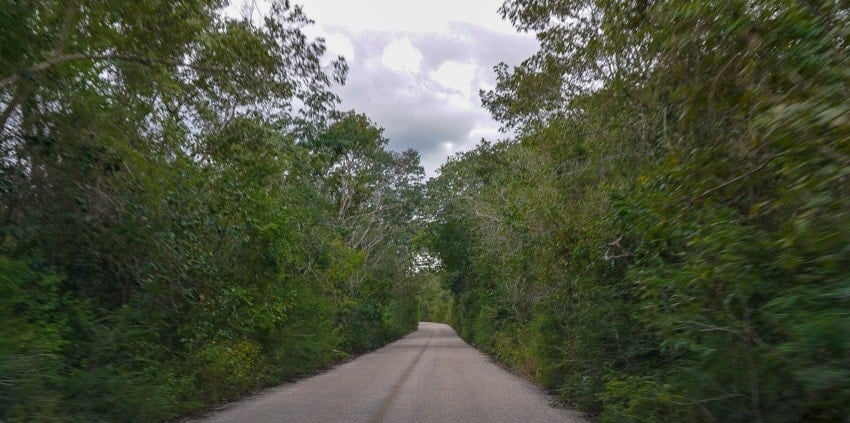 The tight roads on the Puuc Route in Yucatan, Mexico