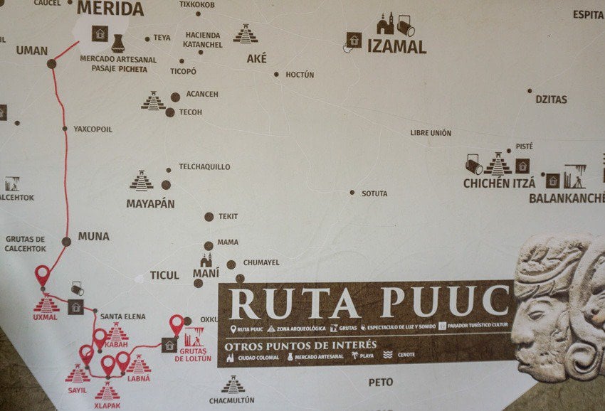 A sign showing the Ruta Puuc