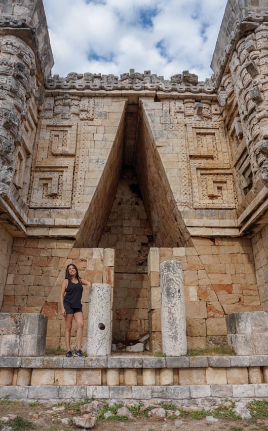 Kristina near the Governors House at Uxmal ruins in Mexico