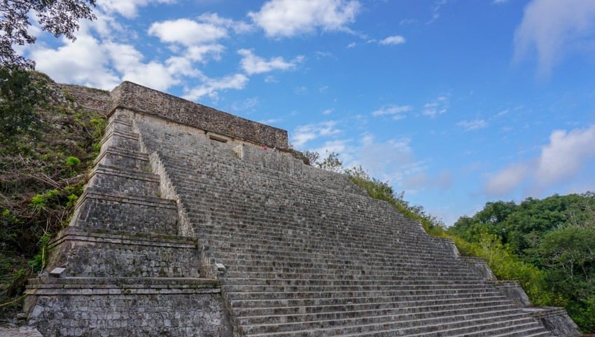The stairs on the Great Temple at Uxmal near Merida, Mexico