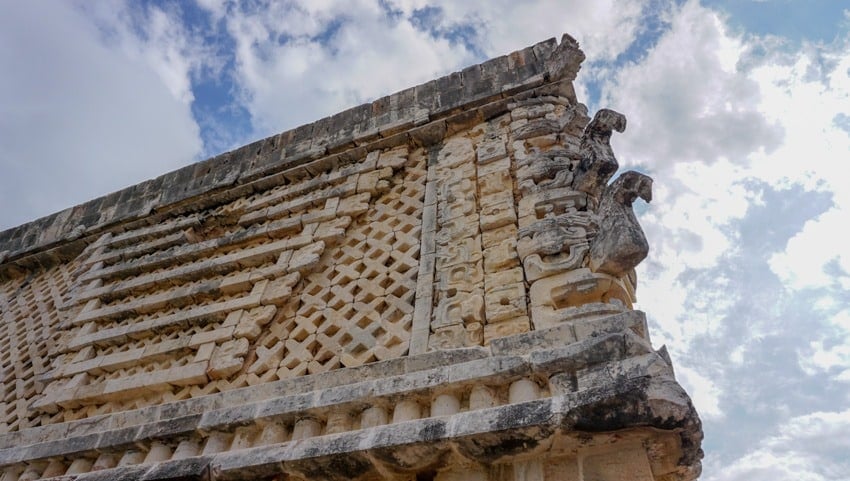 Some of the veneers at Uxmal ruins in Yucatan Mexico