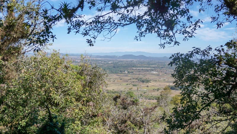 A view from Tenam Bridge ruins looking out over one of the valleys in Chiapas, Mexico near Comitan