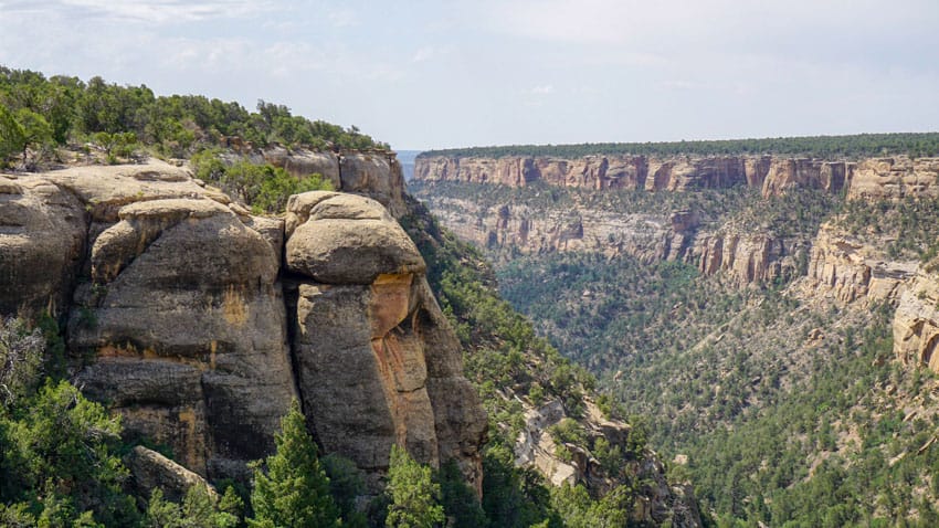 A view of a canyon in Mesa Verde National Park, where you can camp nearby