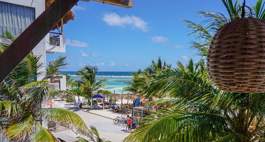 A view from the hotel balcony in Mahahual, Mexico