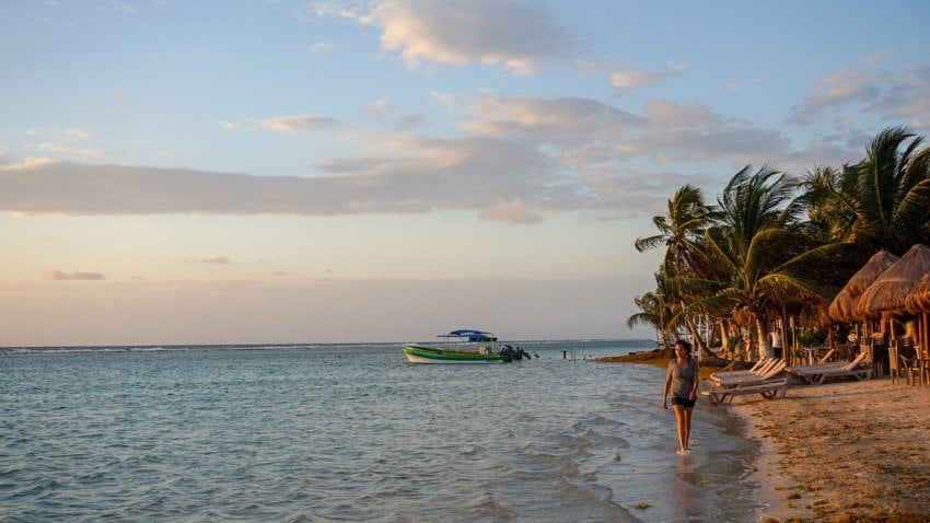 The sunset on the beach in Mahahaul