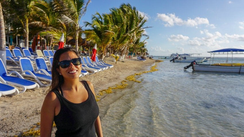 Kristina from Off Path Travels on the beach in Mahahaul