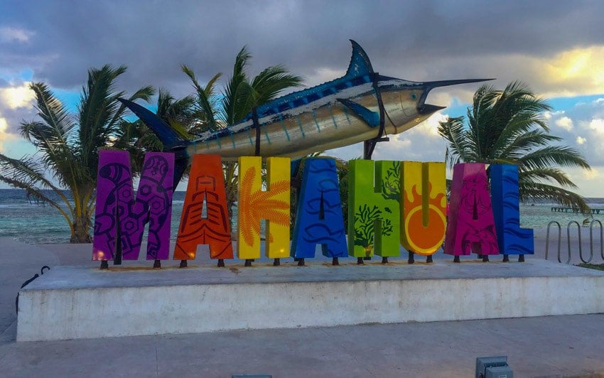 The sign of Mahahaul, just south of Tulum