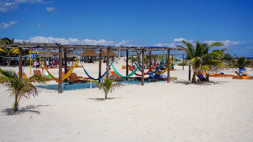 Hammocks on Punta Morena, one of the best beaches in Cozumel