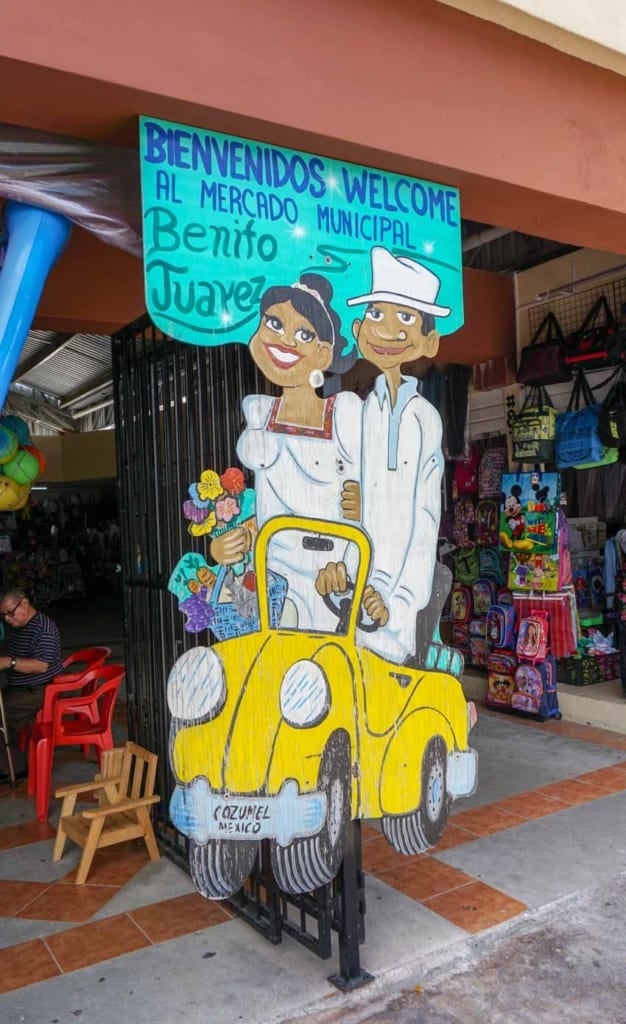 The sign for Benito Juarez Market, one of the best things to do in Cozumel
