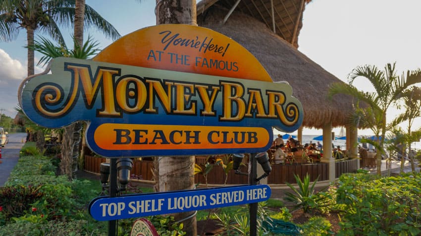 The Money Bar sign, an excellent thing to do in Cozumel