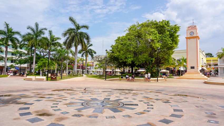 Part of the central plaza in Cozumel, a great thing to do on Sunday nights