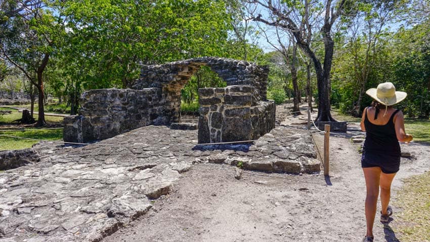 Kristina near the archway at the San Gervasio ruin site