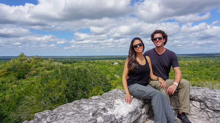 Michael and Kristina on top of Structure 1, our favorite part of Calakmul