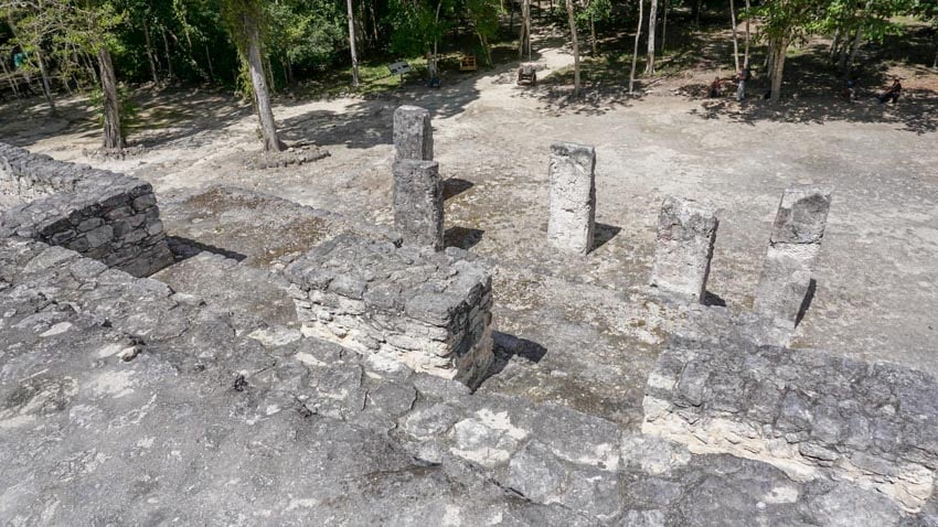 The main stelae at the base of Structure 2