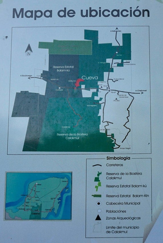 A sign showing where Volcan de los Murcielagos is located