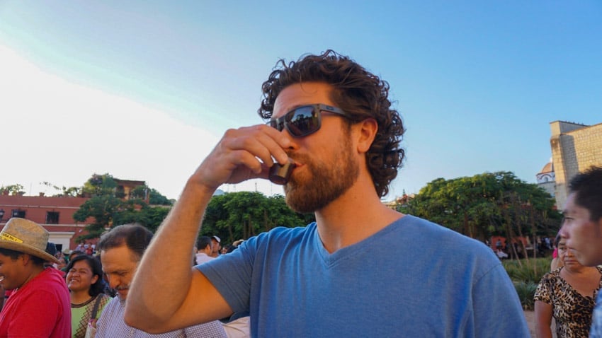Michael drinking in Oaxaca