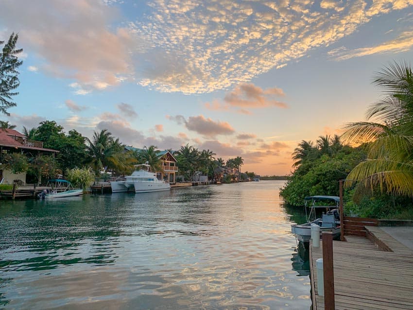 The sunset at Buba Wuba Grill in Placencia, Belize