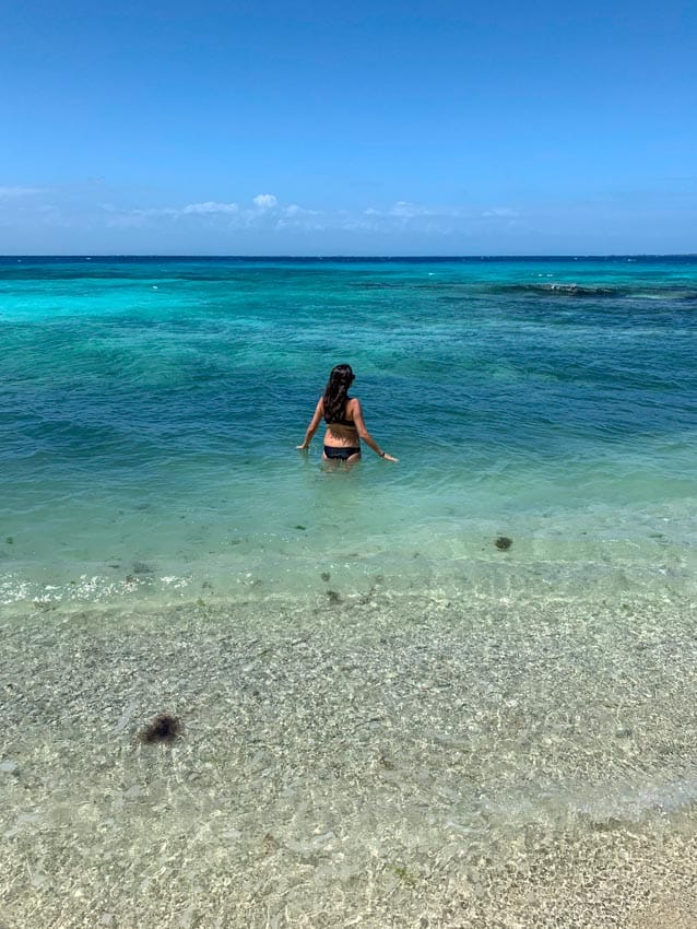 Kristina in the Caribbean near Moho Caye