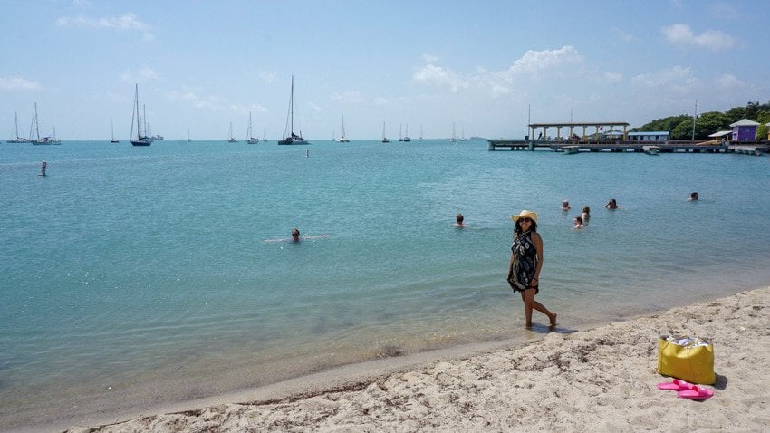 Part of the beach near the municipal pier in Placencia, Belize