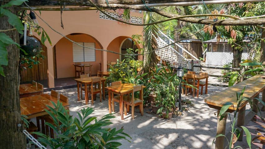 The Secret Garden's seating area in Placencia, Belize