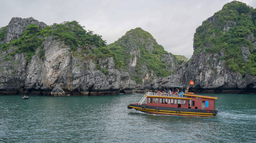 One of the typical ships used for touring the many bays near Cat Ba Island and Ha Long Bay