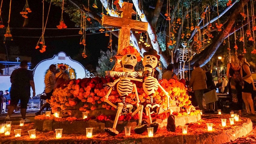 Day of the Dead skeletons in Oaxaca Mexico