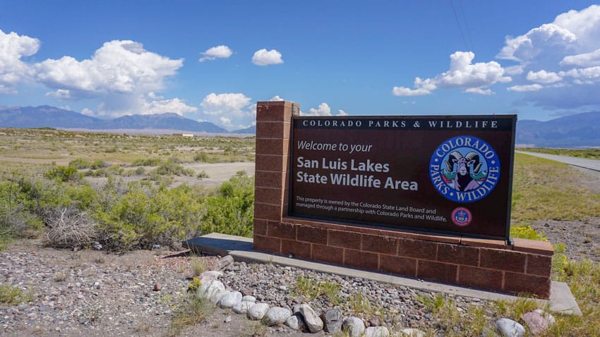 The entrance to the San Luis Lakes State Wildlife Area