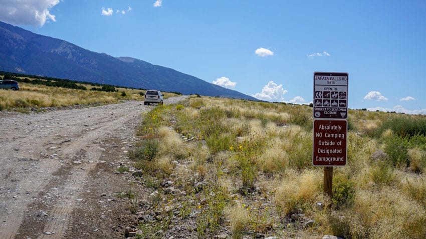 The road leading up to Zapata Falls near the Great Sand Dunes