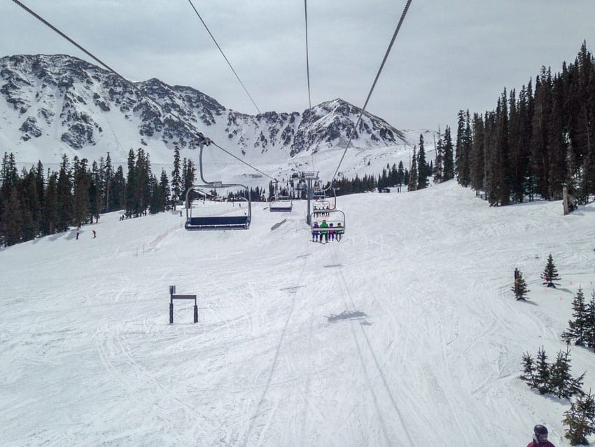 Going up the lift on this ski trip