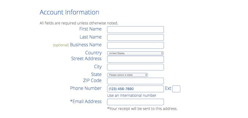 Blog hosting account info