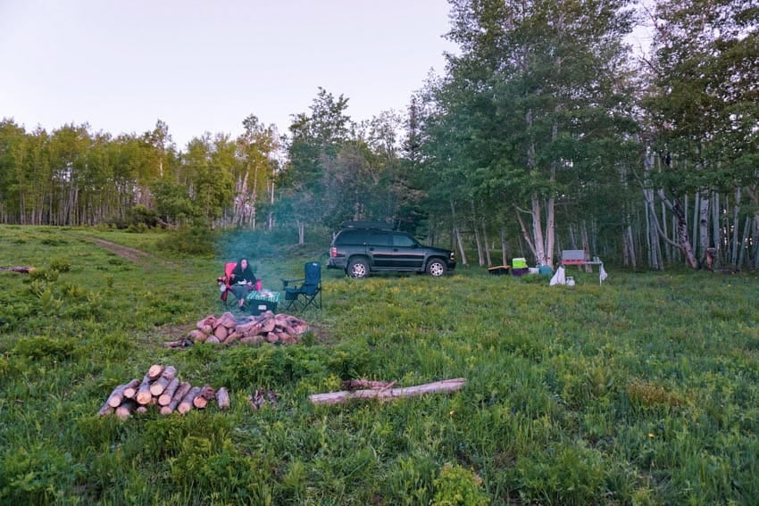 Dinner by the campfire in Colorado