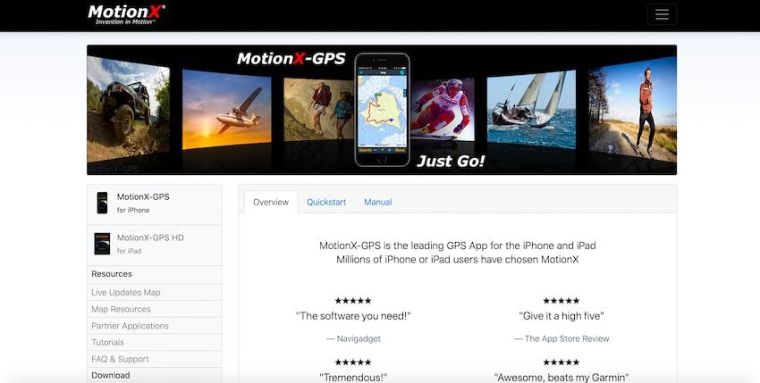Motion X GPS Camping App Screenshot