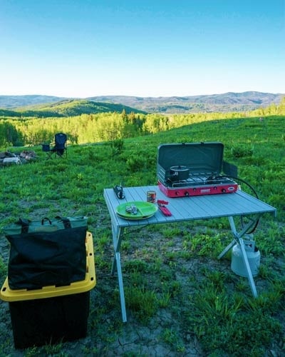 Camping stove and table